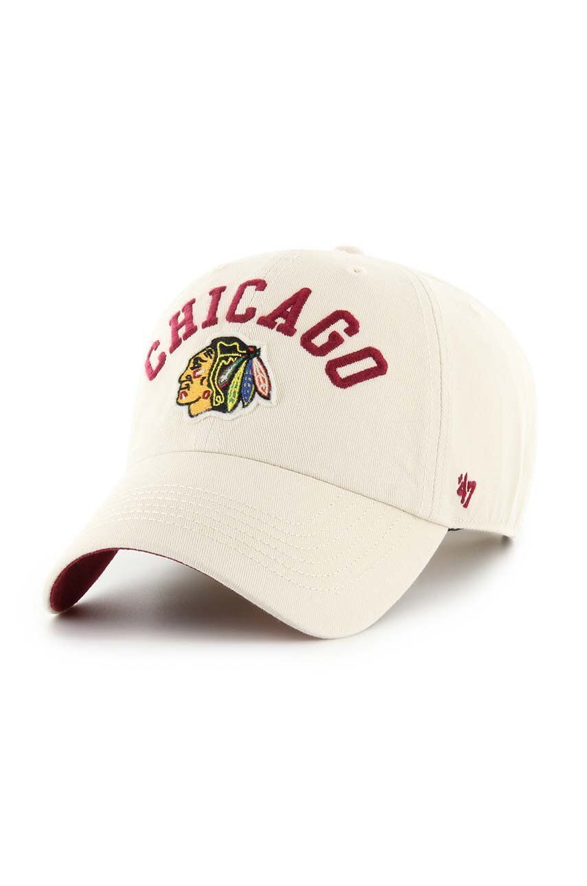 

Хлопковая бейсболка NHL Chicago Blackhawks 47 бренда NHL 47 Brand, бежевый