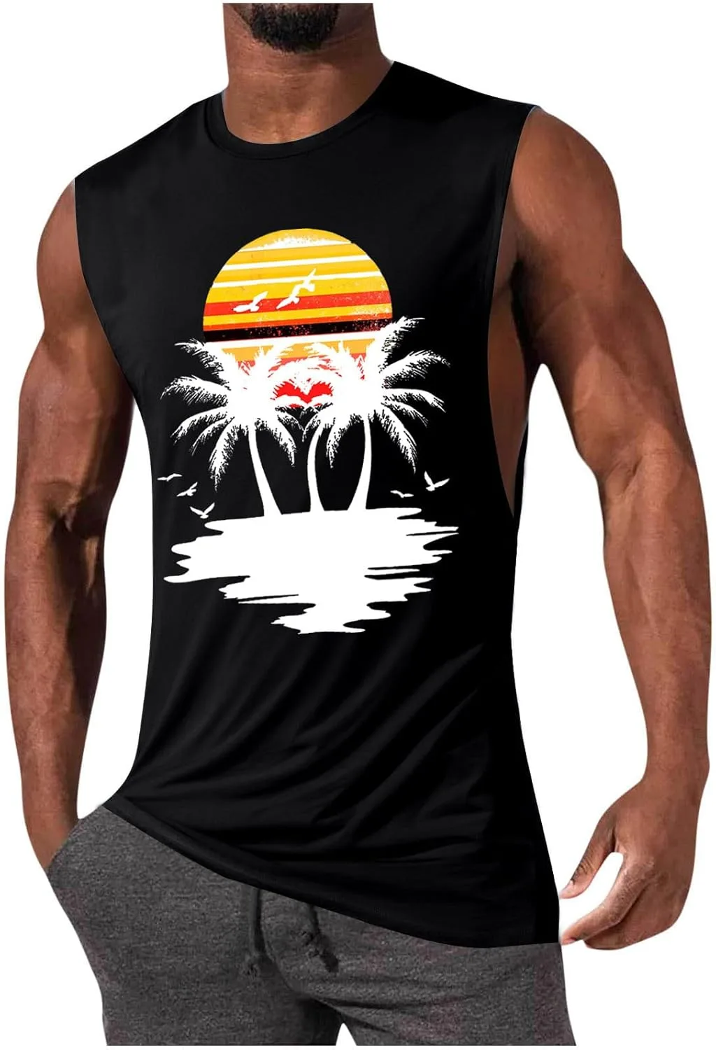 

Мужская летняя безрукавка Casual с пальмовым принтом