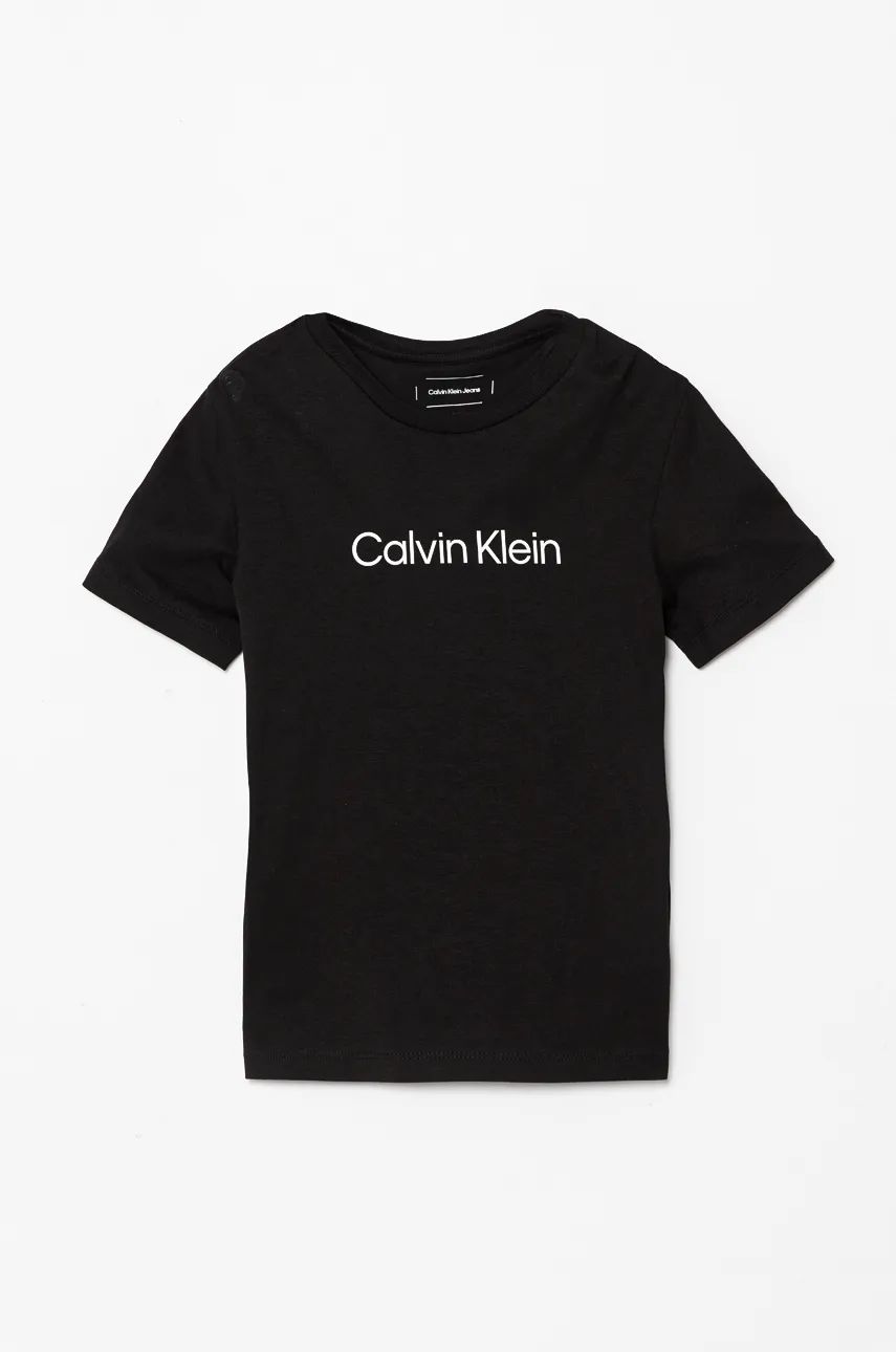 

Детская хлопковая футболка Calvin Klein Jeans, черный