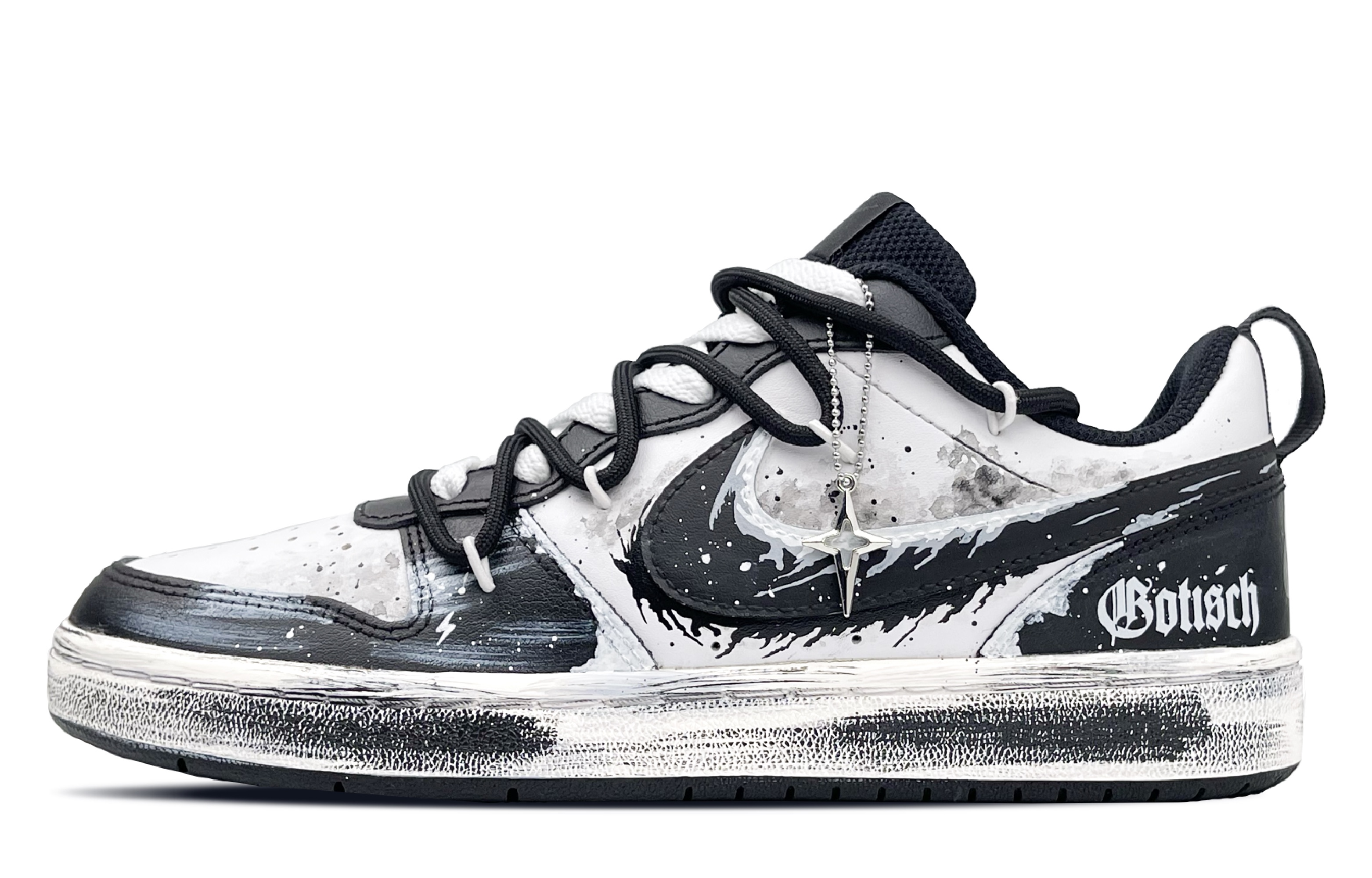 

Nike Court Borough Low 2 Low top детские скейтбординг кроссовки Black White для подростков