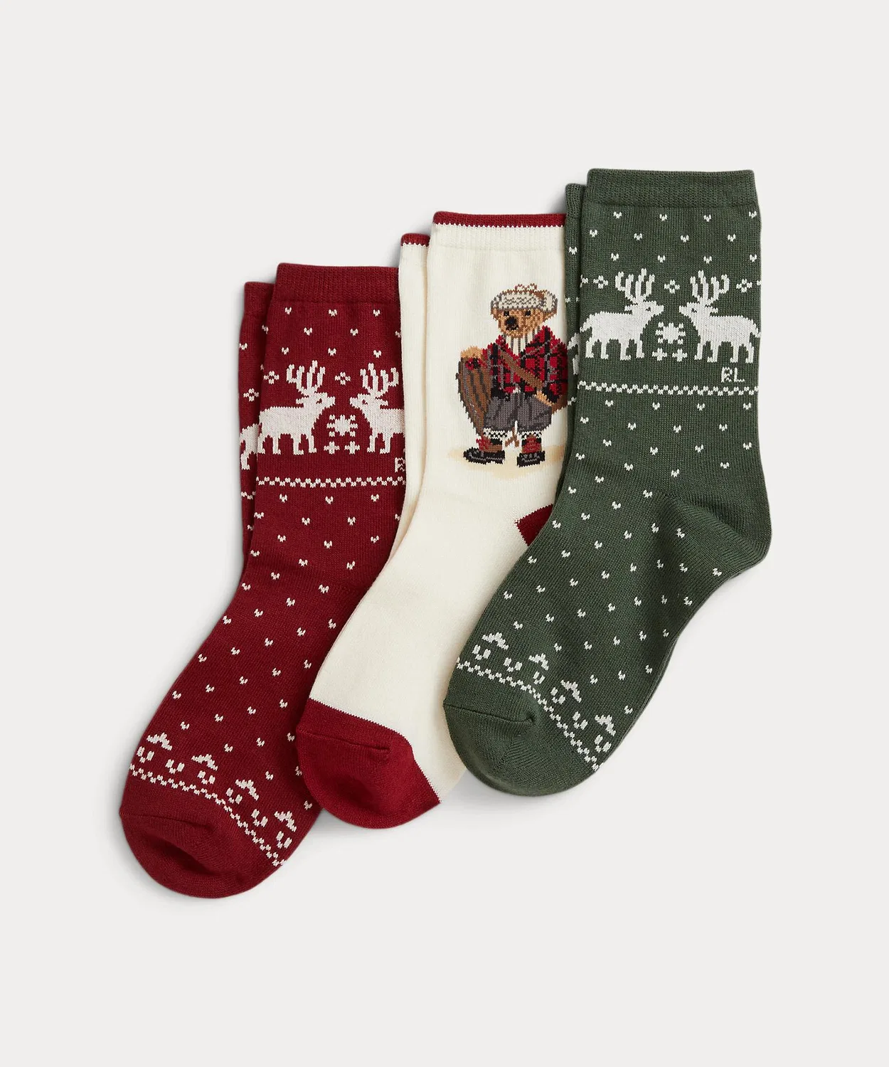 Носки детские 3 пары Polo Bear бренда Ralph Lauren красные — фото 2