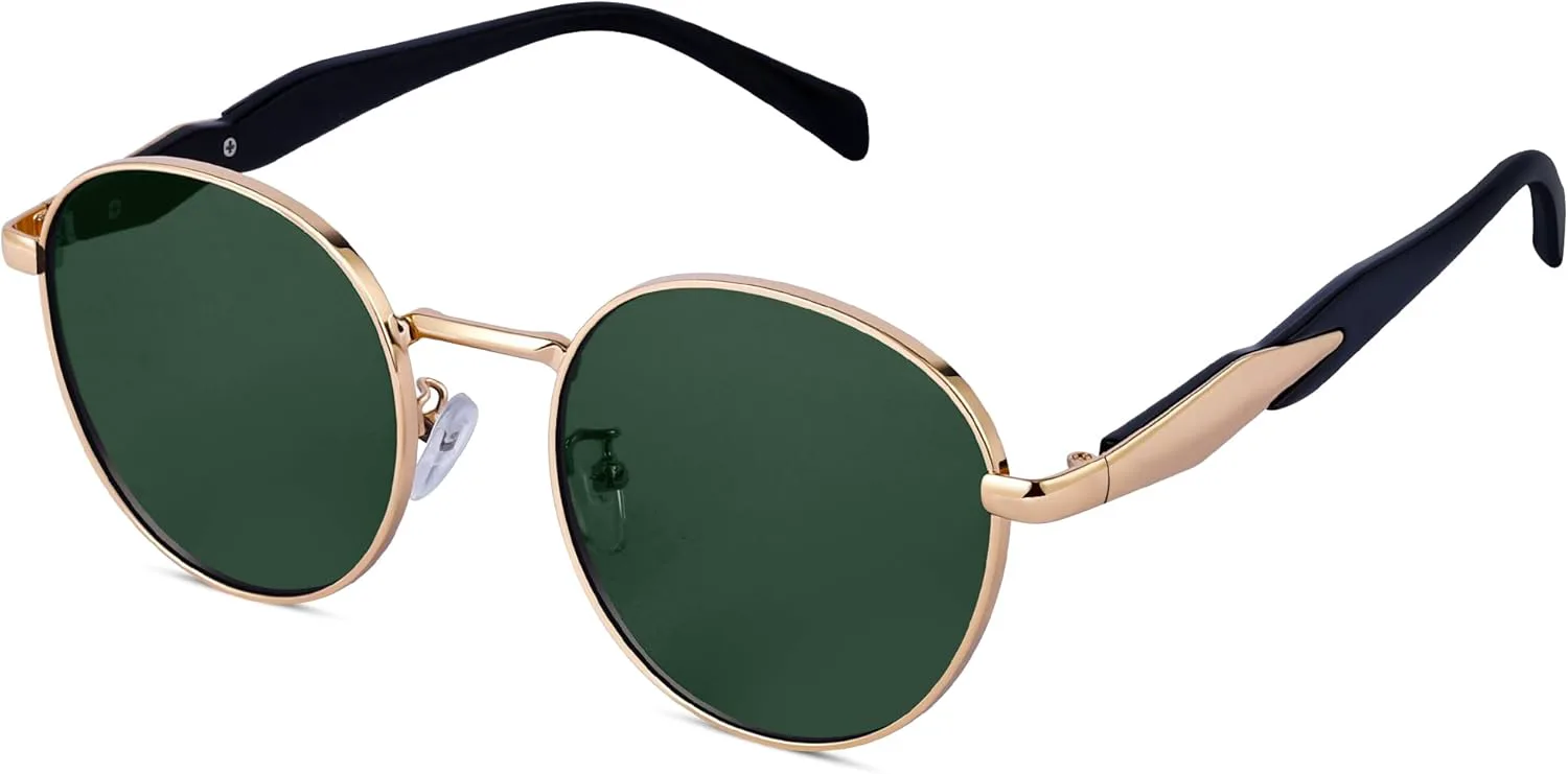 

Солнцезащитные очки KesaPlan Retro Oval для женщин и мужчин, классические дизайнерские солнцезащитные очки с модной защитой от УФ-излучения, A5 Gold/Green