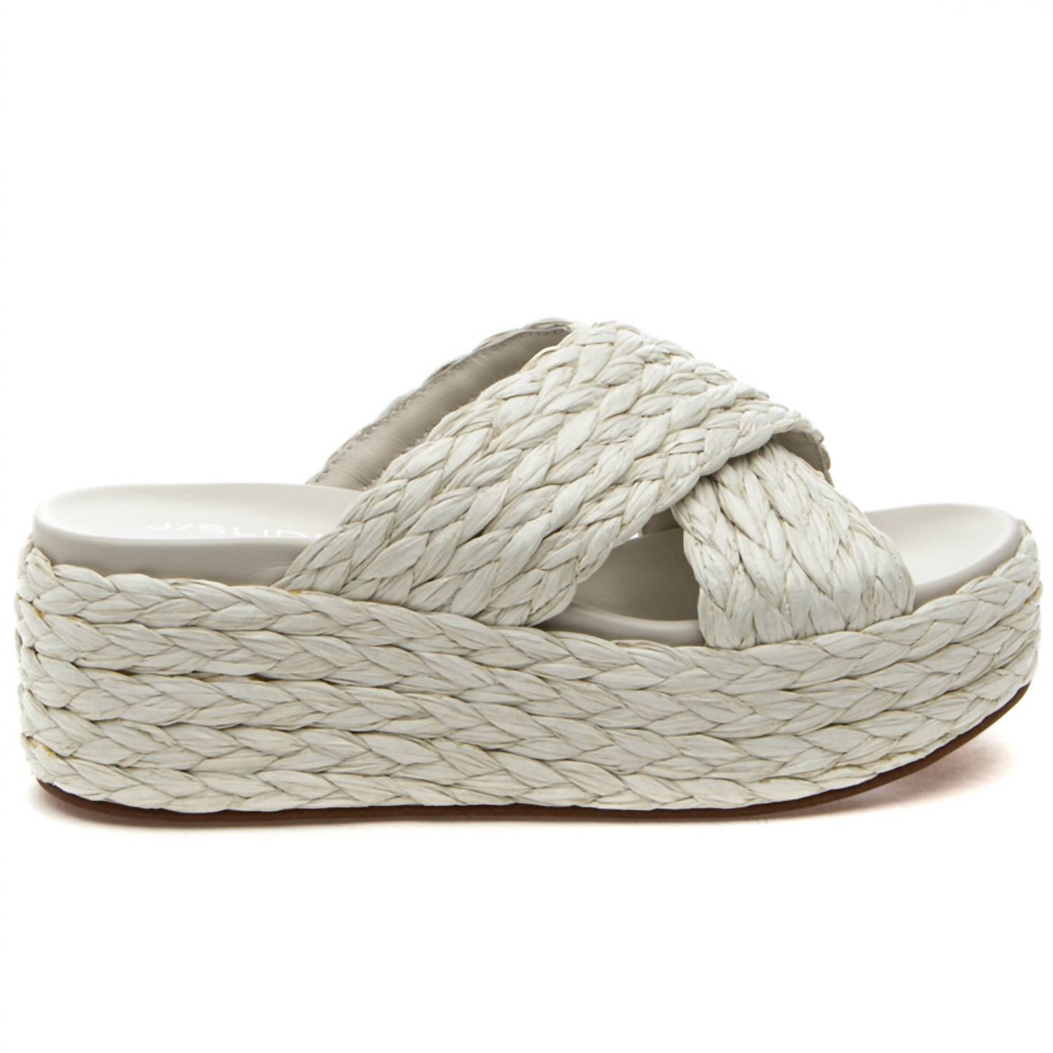 Женские босоножки-клин Quiver из рафии цвета кости J Slides, Bone Raffia