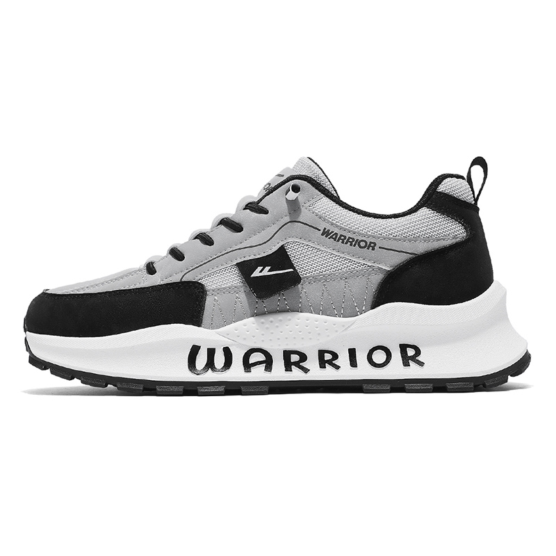 

WARRIOR Серо-черные мужские дышащие устойчивые к истиранию низкие скейтерские кроссовки для увеличения роста, цвет Gray/Black