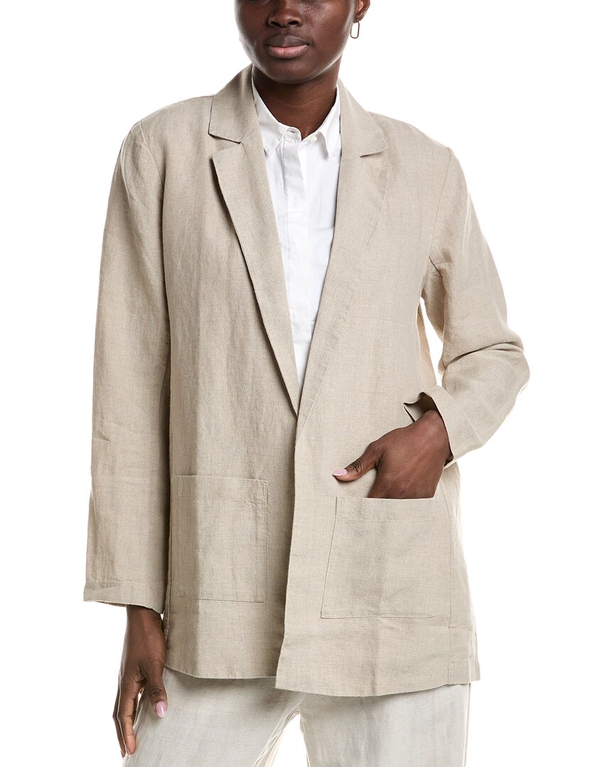 

EILEEN FISHER Длинный льняной блейзер с заостренным воротником, коричневый