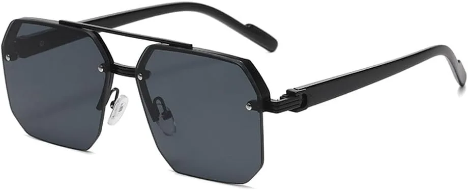 

Мужские металлические солнцезащитные очки в полуободковой оправе, повседневные, модные, в стиле ретро, ​​для занятий спортом на открытом воздухе HVTVTLA, Black Grey