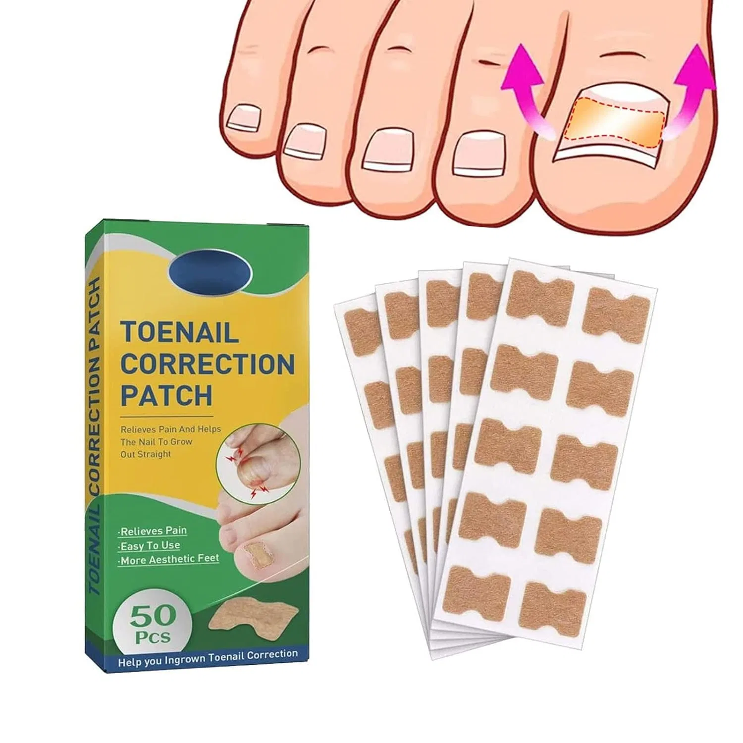Пластыри для коррекции вросшего ногтя от Fitmedify Spayeim, 50 Pieces.