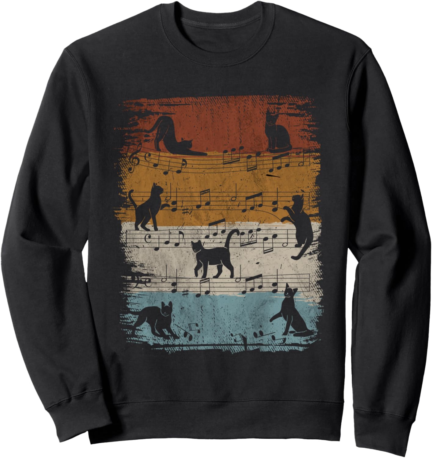 

Толстовка в винтажном стиле с изображением кошки и музыкальных нот Musical Cats Whimsical Harmony Fun, черный