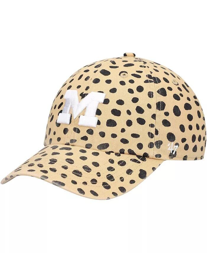 

Женская шапка Tan Michigan Wolverines Cheetah Clean Up Adjustable '47 Brand