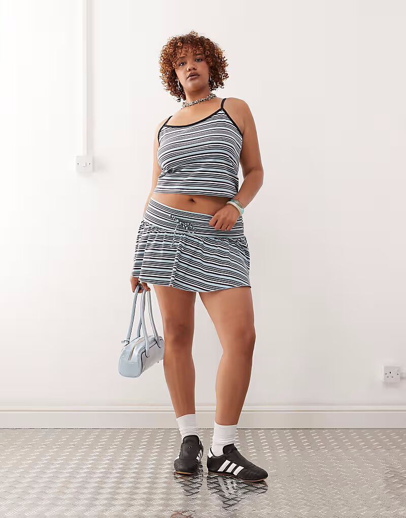 

Юбка мини с воланами в полоску Plus, цвет многоцветный Collusion, мультиколор