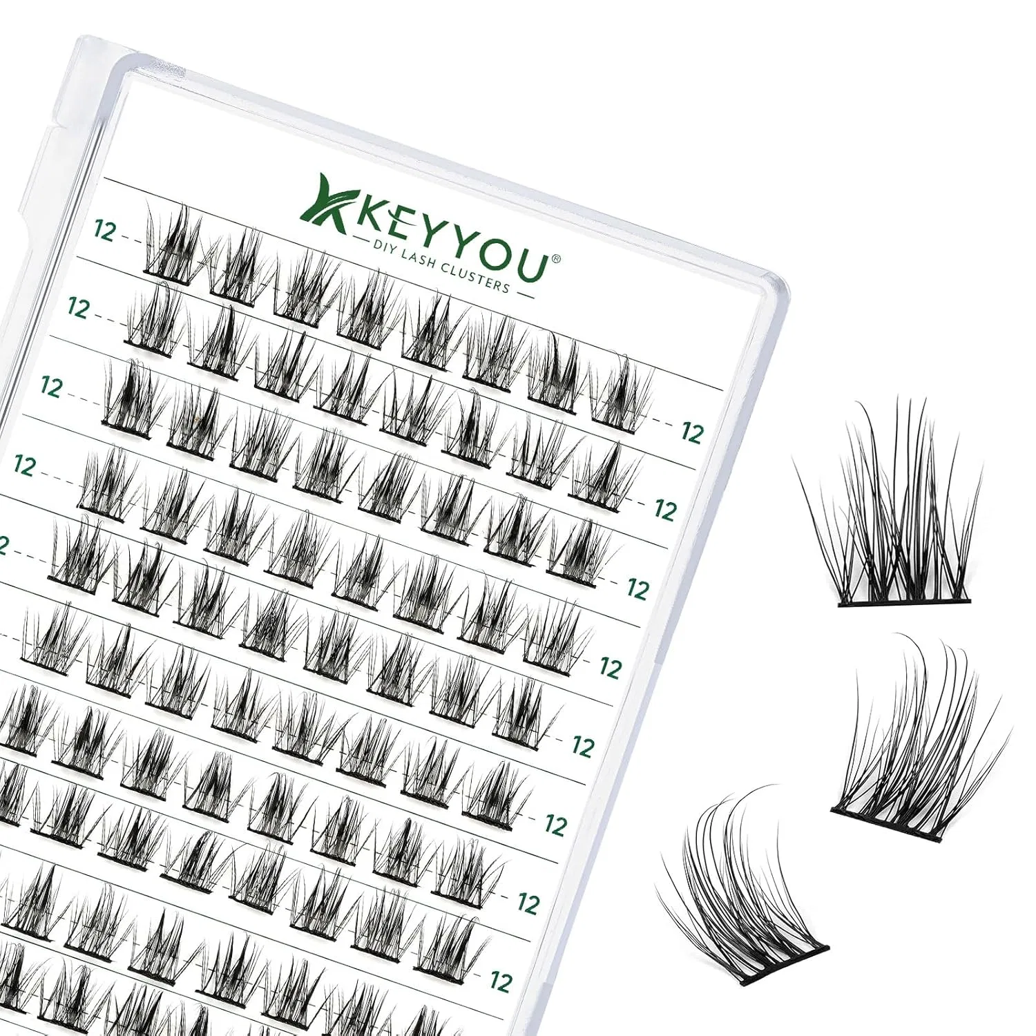 Пучки накладных ресниц KEYYOU, C-изгиб, 10 мм, 96 шт. Keyyou, Y15