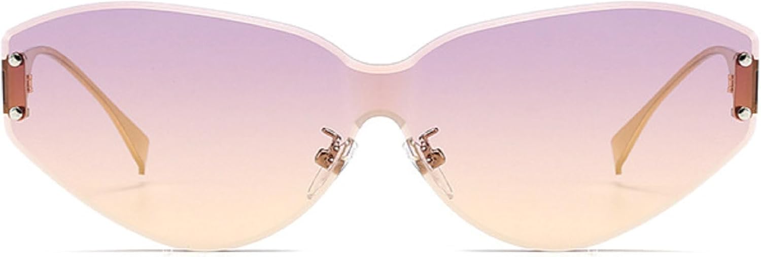 

Роскошные модные солнцезащитные очки «кошачий глаз» для женщин, женские цельные солнцезащитные очки, мужские солнцезащитные очки большого размера, без оправы, N47 mincl, Purple