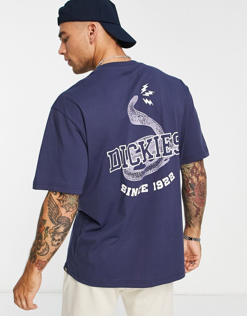 

Темно-синяя футболка со змеиным принтом на спине Dickies Cascade Locks