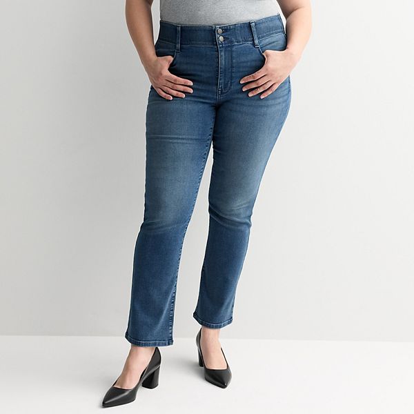 

Джинсы bootcut с высокой посадкой и эффектом контроля живота Plus size Nine West, Medium Wash