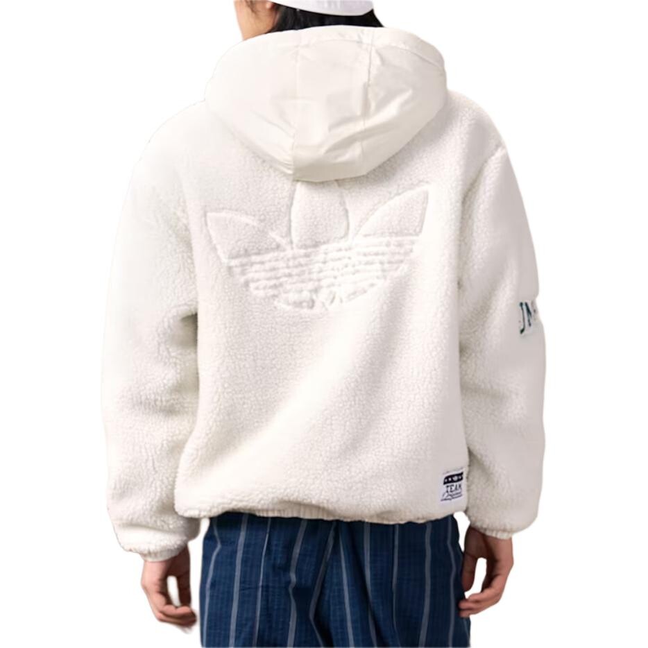 Бархатная куртка унисекс белая Adidas Originals, белый — фото 4
