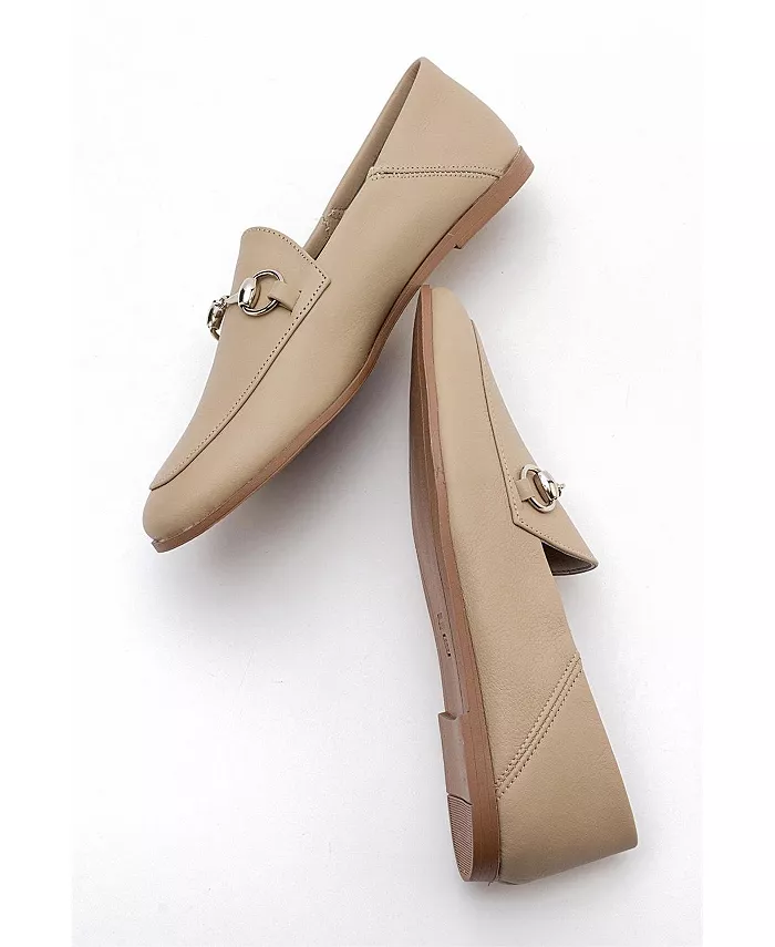 Пенни Лоферы с конской пряжкой из кожи Forever & Always Shoes, коричневый/бежевый — фото 3