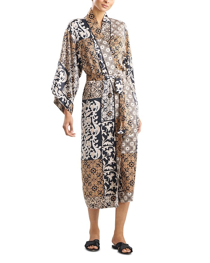 

Халат из атласного гобелена Natori, коричневый/бежевый