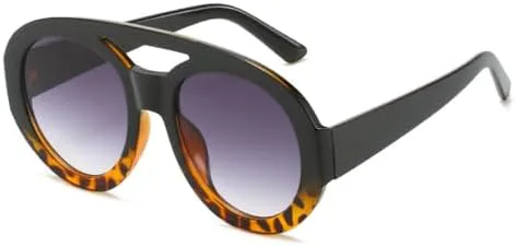 

Солнцезащитные очки круглой формы увеличенного размера для женщин, овальные солнцезащитные очки для мужчин, винтажные очки для женщин (2027 год) MTZJH, Blackleopard