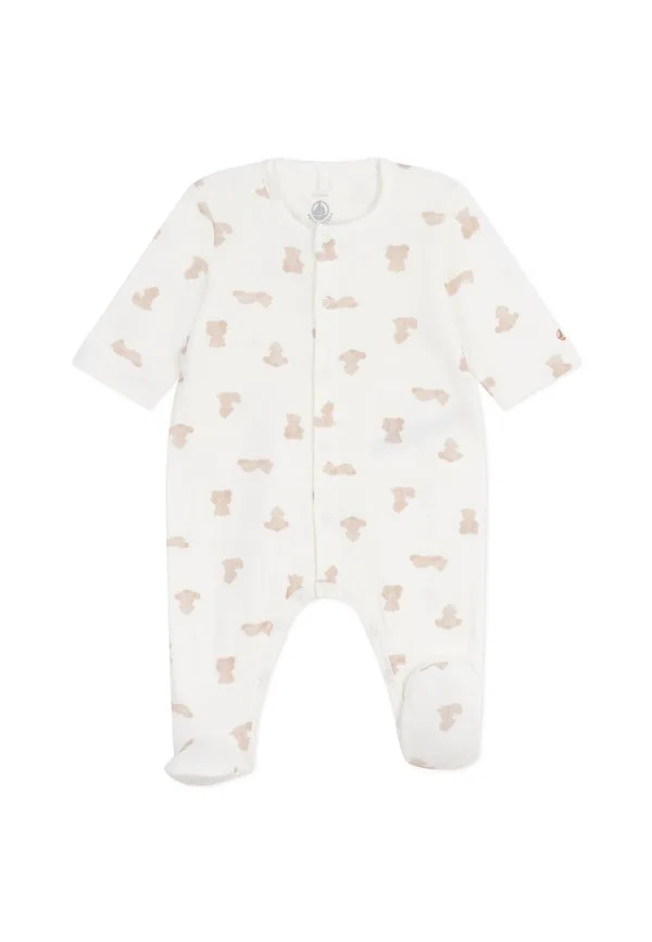 Пижама унисекс с изображением новорожденных медвежат Petit Bateau, Marshmallow/Brun