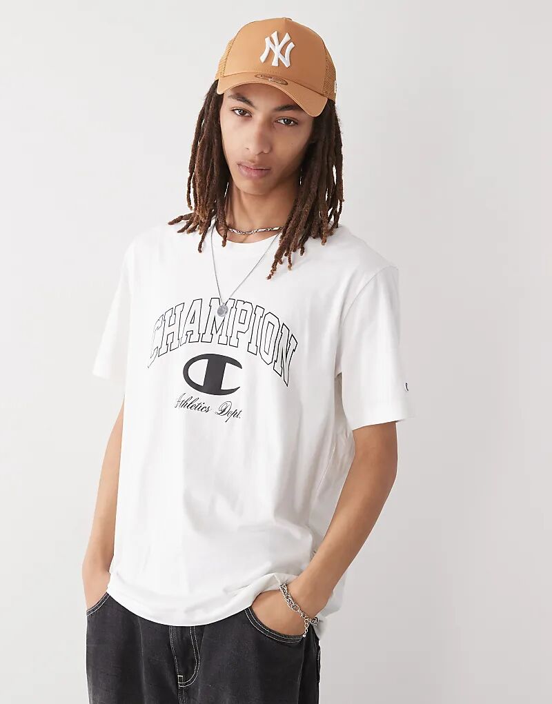 

Футболка Champion с круглым вырезом и логотипом университета, белая