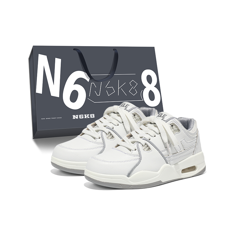 

N6K8 Скользоустойчивые унисекс скейтерские кроссовки лоу-топ бело-серые, цвет White Gray