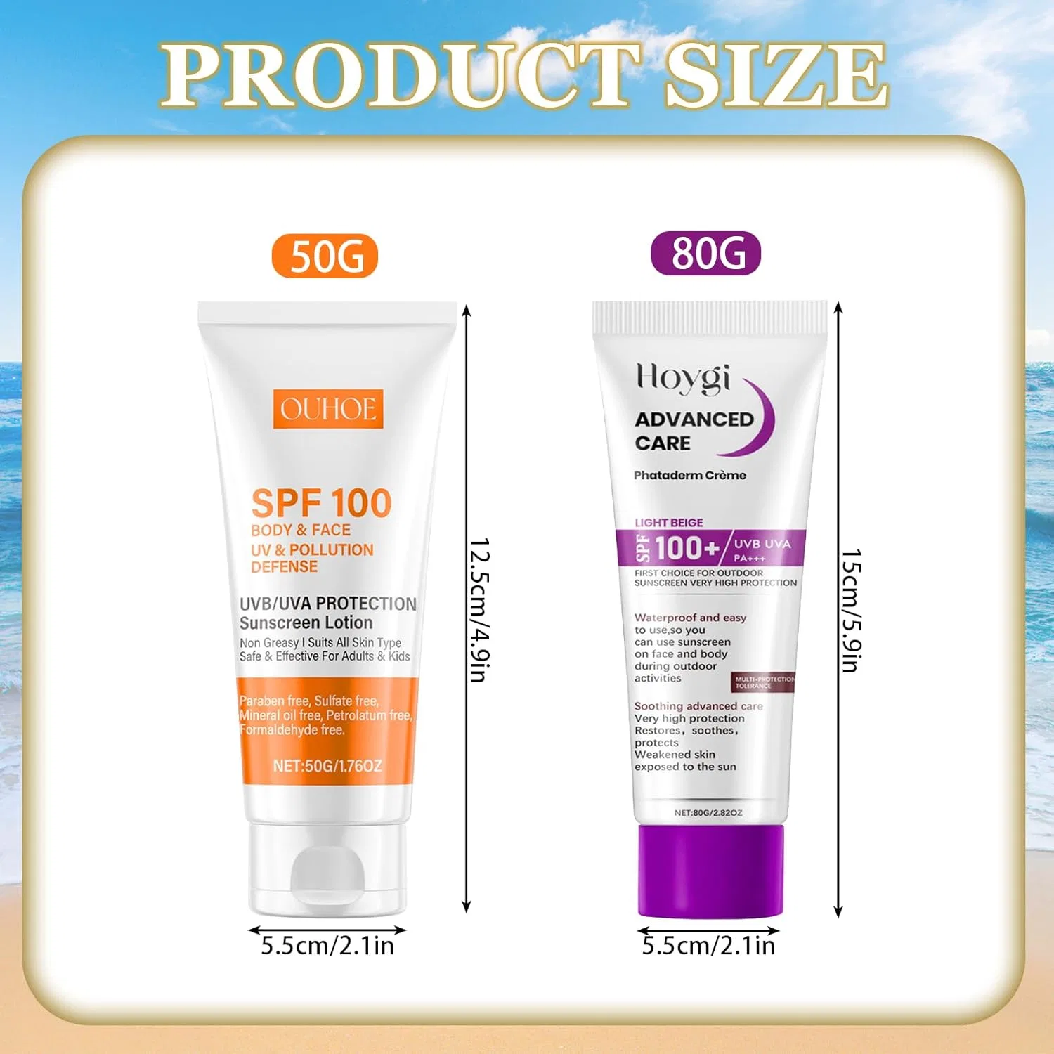 Солнцезащитный крем SPF 100 для лица и тела, набор 2 шт. Lezehea — фото 2