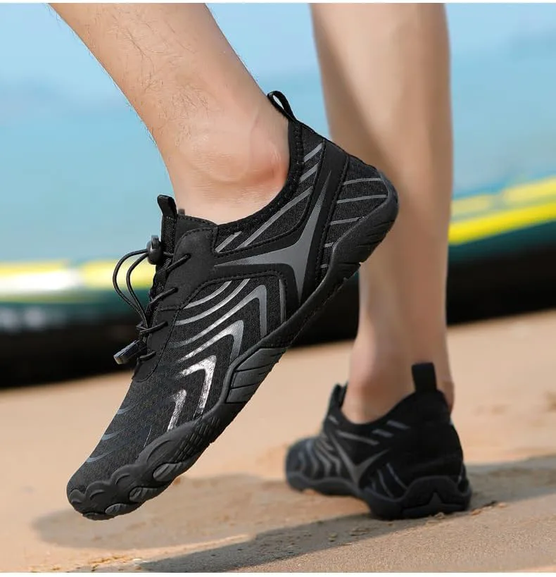 Обувь Footwear Pro Hike Barefoot для женщин и мужчин с широкой носочной частью, здоровая и нескользящая, дышащая, для босоногой ходьбы, пляжа, бассейна, плавания, серфинга, прогулок, походов и бега по тропам Generic, черный — фото 2