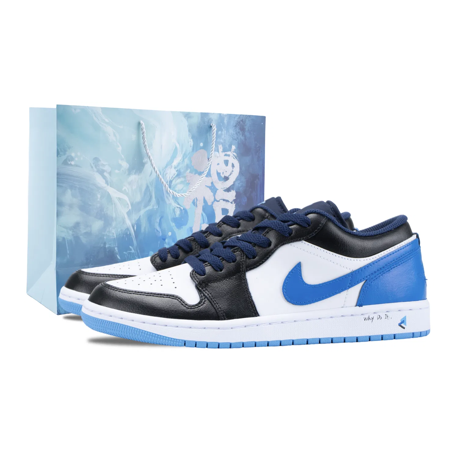 Кроссовки баскетбольные низкие Jordan Air 1 Blue Tone бело-сине-черные