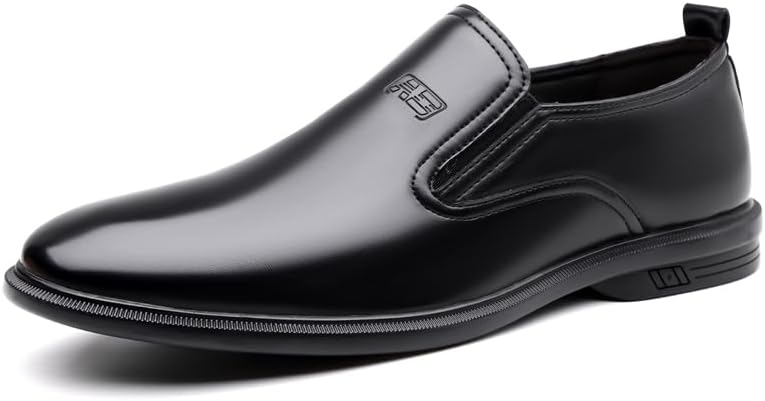 

Мужские кожаные оксфорды слипоны, деловые лоферы с отделкой под лак, туфли для смокинга для мужчин Meixi Mobile, черный