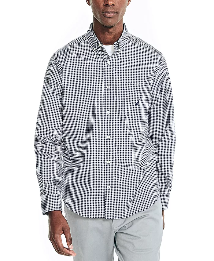 

Мужская классическая рубашка на пуговицах в клетку Gingham Nautica, синий
