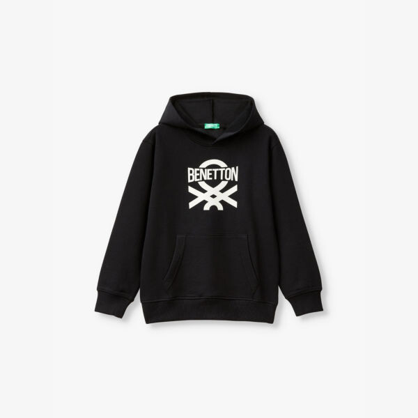 

Свободная хлопковая толстовка с логотипом 6-14 лет Benetton, черный