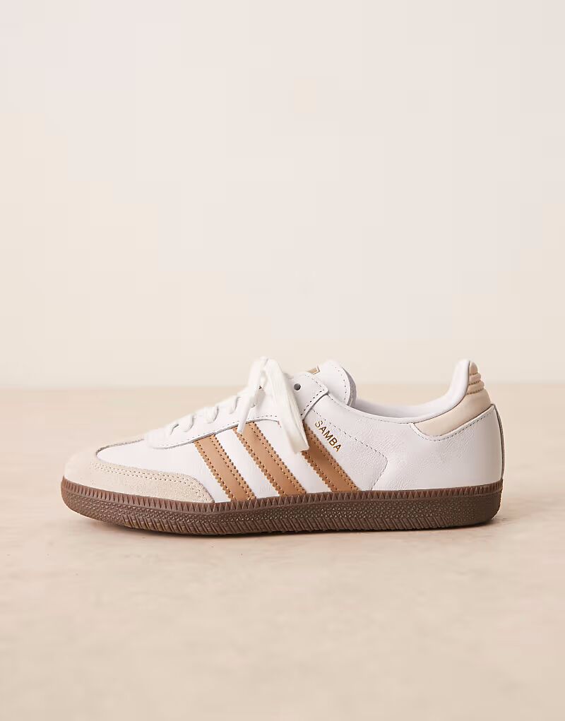 Кроссовки Adidas Originals Samba OG белого и светло-коричневого цвета — фото 2