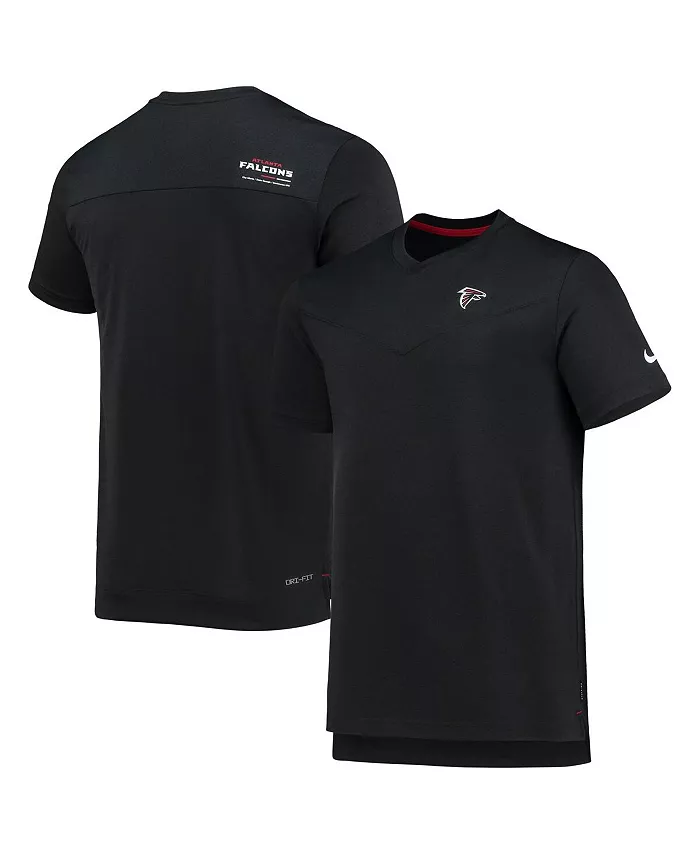

Мужская черная производительная футболка с V-образным вырезом Atlanta Falcons Sideline Coach Chevron Lock Up Logo Nike