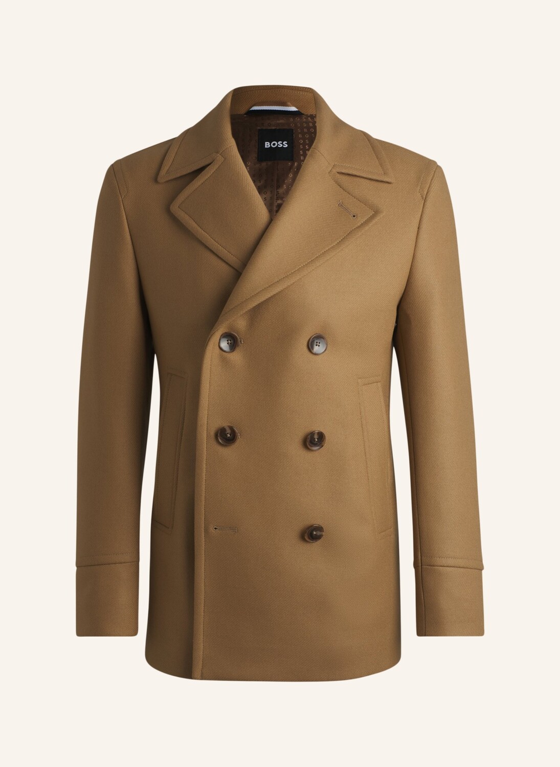 

Классическое пальто h-hyde-pcoat-234 приталенного кроя Boss, бежевый