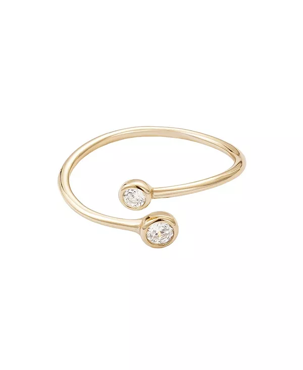 

Кольцо с регулируемыми перекрывающимися кристаллами из 14-каратного золота и стерлингового серебра 925 пробы Adornia Fine, gold