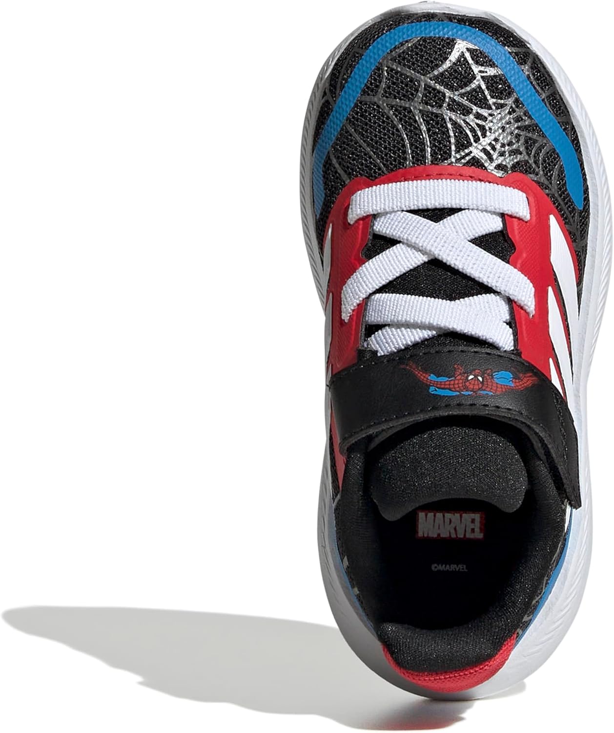 Детские кроссовки Adidas для малышей-мальчиков Marvel Run Falcon с эластичной шнуровкой и ремешком, белый/черный — фото 3