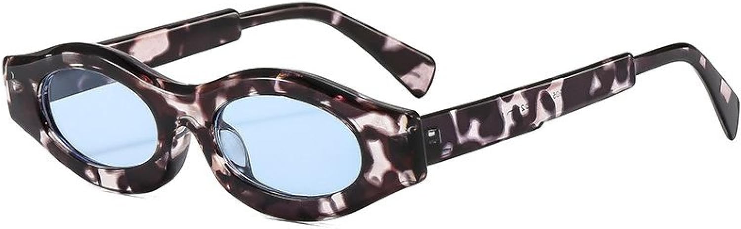 

Маленькие овальные солнцезащитные очки для женщин и мужчин, роскошные, в стиле панк, винтаж, модные, неправильной формы, с защитой от УФ-излучения UV400 TVTBBVV, C3demiblue