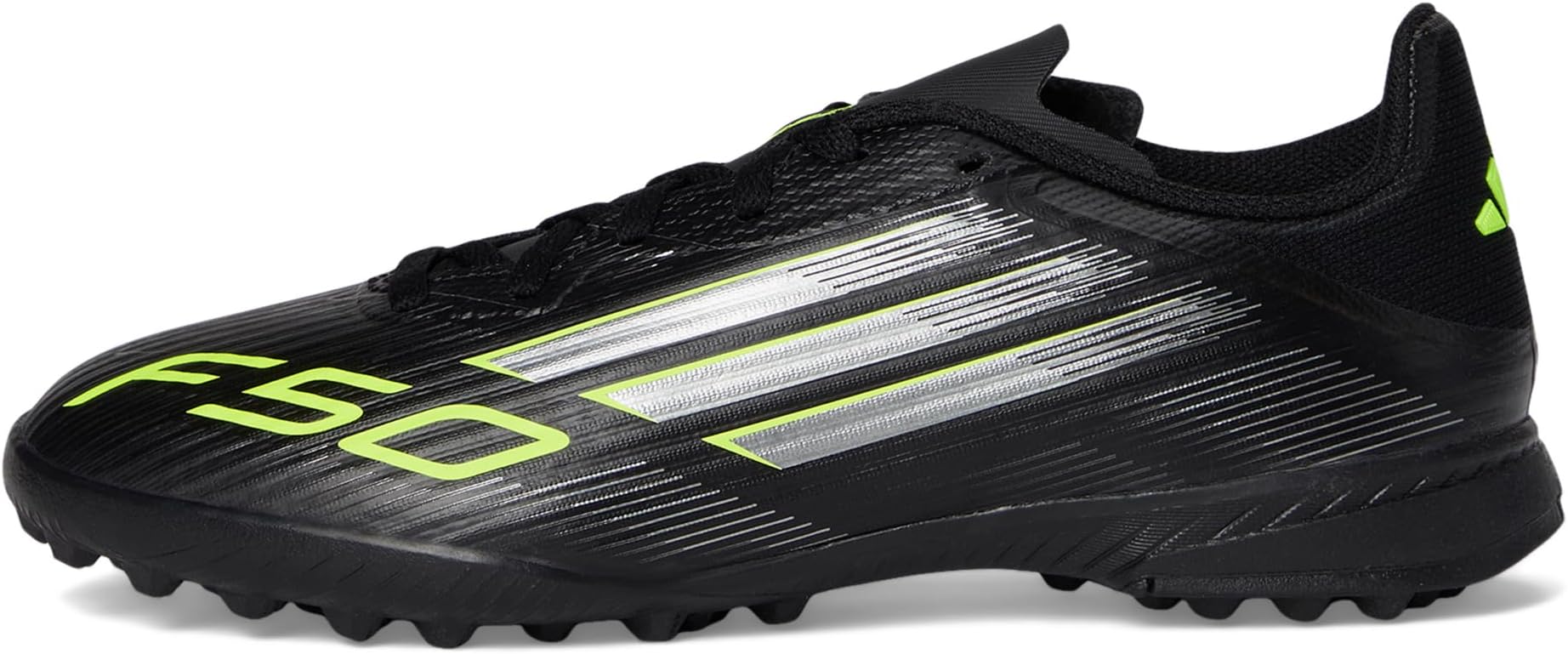Кроссовки Adidas Kids F50 League Turf Cleats, Black/Iron Metallic/Lucid Lemon — фото 4
