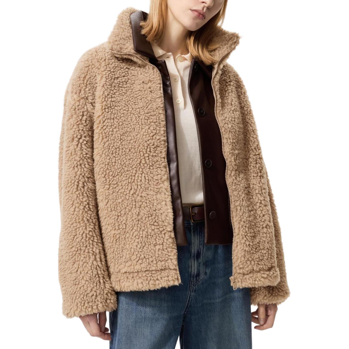 

UNIQLO Пальто с бархатистой текстурой Women's, Camel