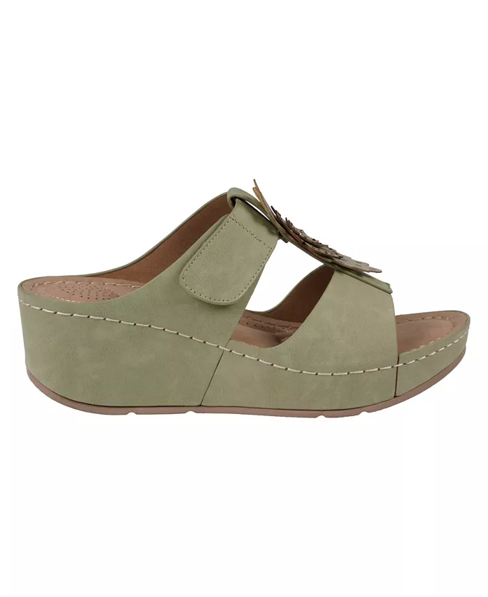 Женские босоножки-танкетки Talia с цветочным принтом GC Shoes, зеленый — фото 2