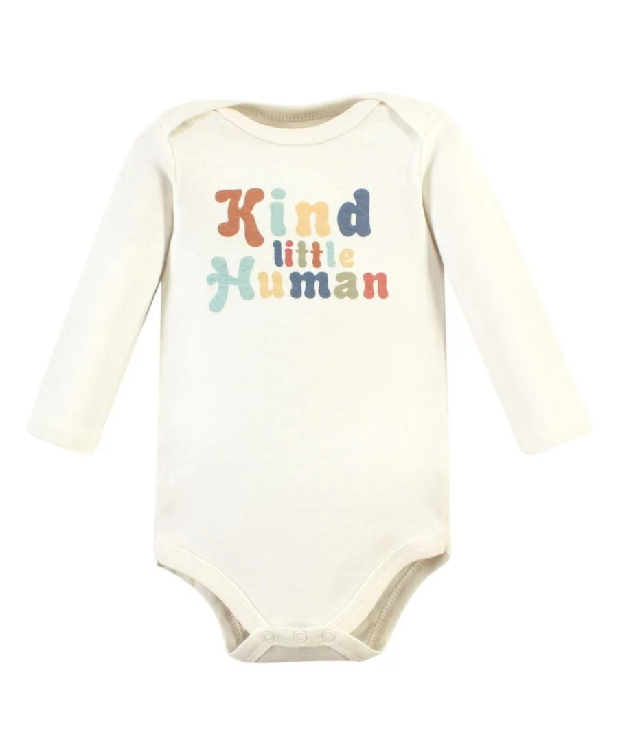 Мягкие хлопковые боди с длинными рукавами, комплект из 5 штук Hudson Baby, Kind Human 5 Pack — фото 3