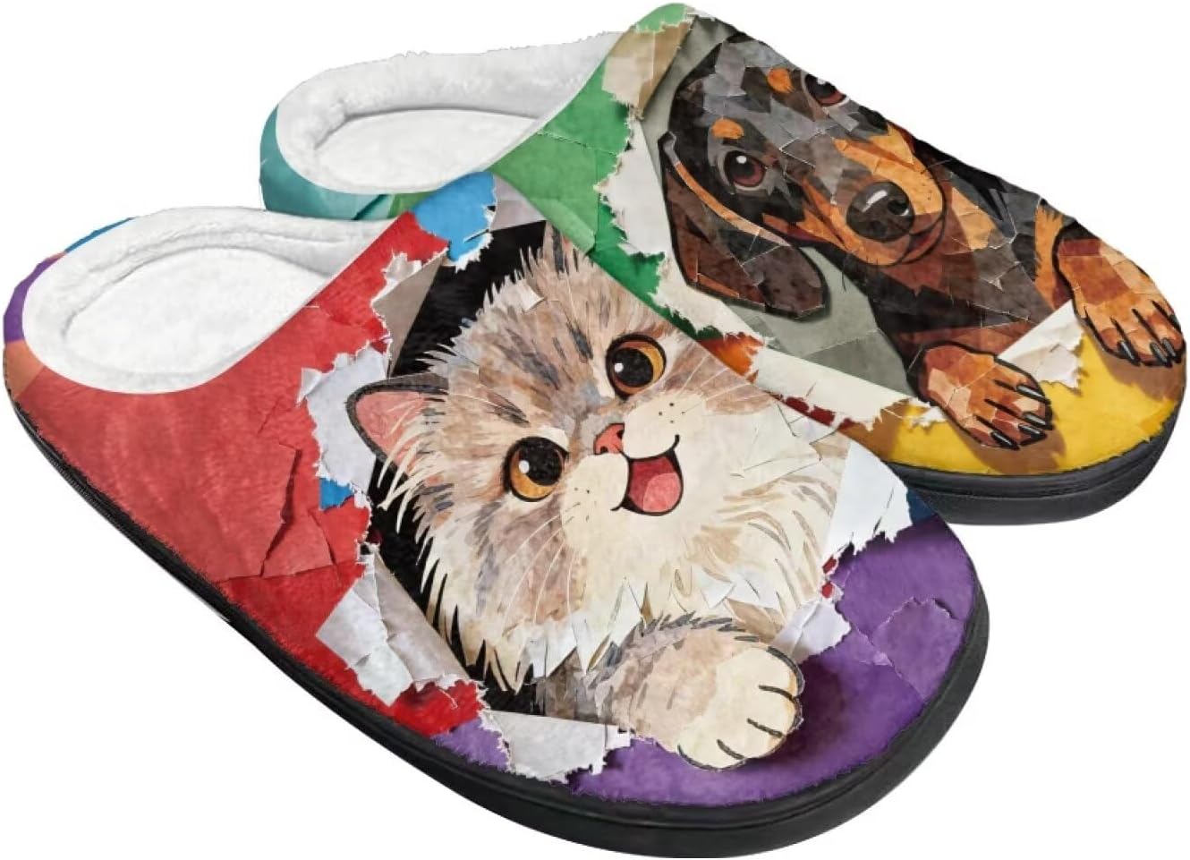 

Тапочки Tomeusey для женщин - домашние и хлопковые тапочки с противоскользящей подошвой, подарок для женщин и мужчин, Dog and Cat