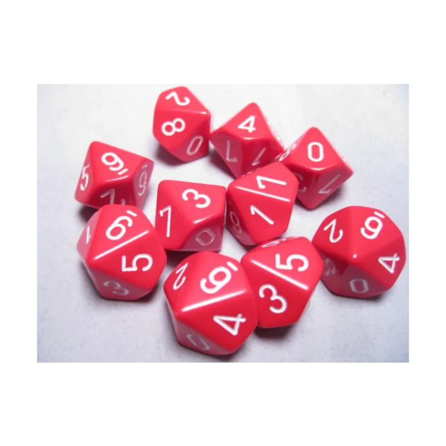 

d10 Красный с белым (10), Dice - Opaque - d10 (Chessex)
