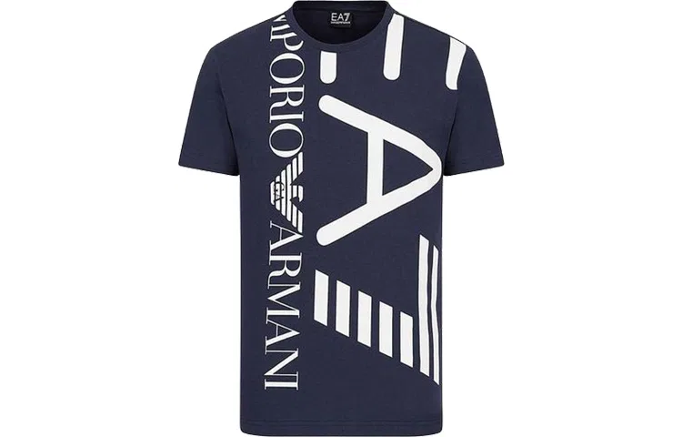 Футболка с круглым вырезом Emporio Armani темно-синяя