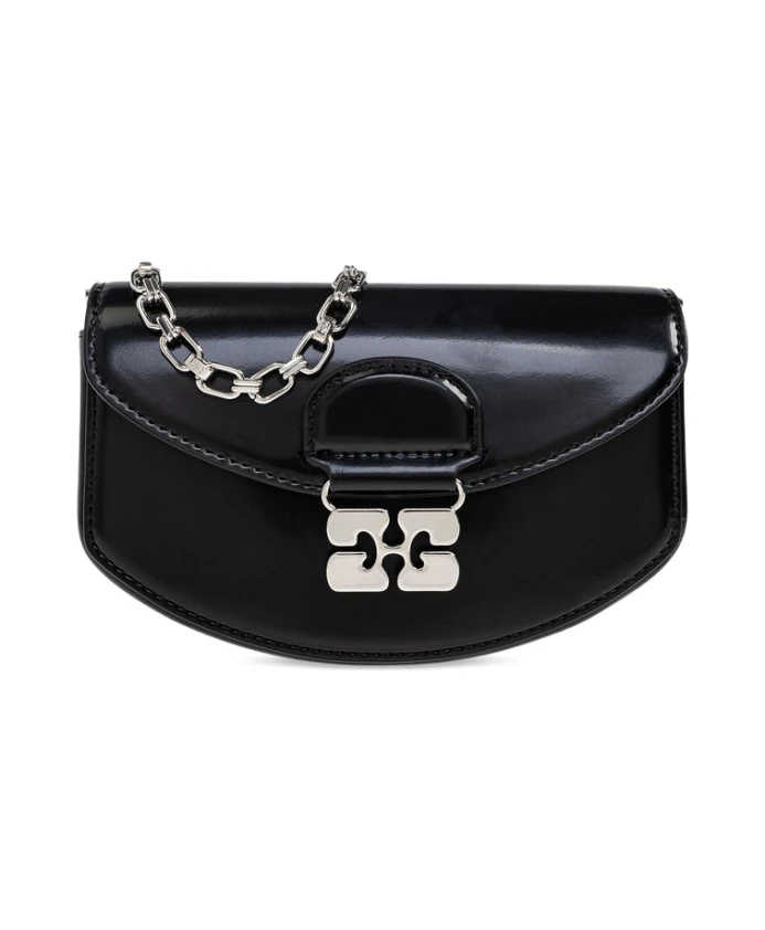 

Черная сумка-цепочка в форме полумесяца Ganni, черный