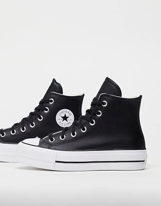 Черные кожаные кроссовки с завышенной талией Converse Chuck Taylor All Star — фото 4