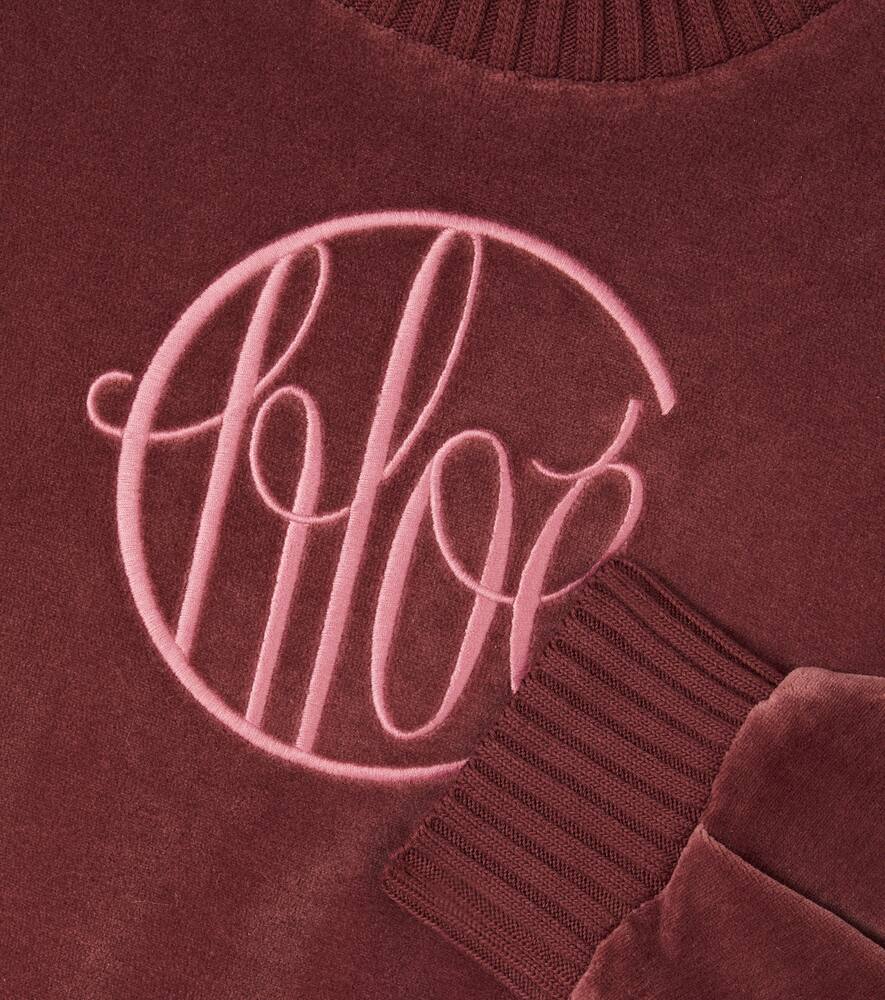 Хлопковый свитер из вельвета с логотипом Chloé Kids, Lie De Vin — фото 2