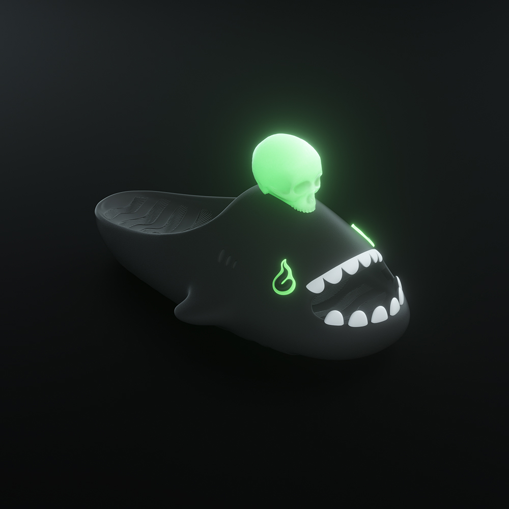 HelloSlippers Акула Скелетон, Слайдеры Унисекс Неоново-Зеленые, цвет Neon Green — фото 4
