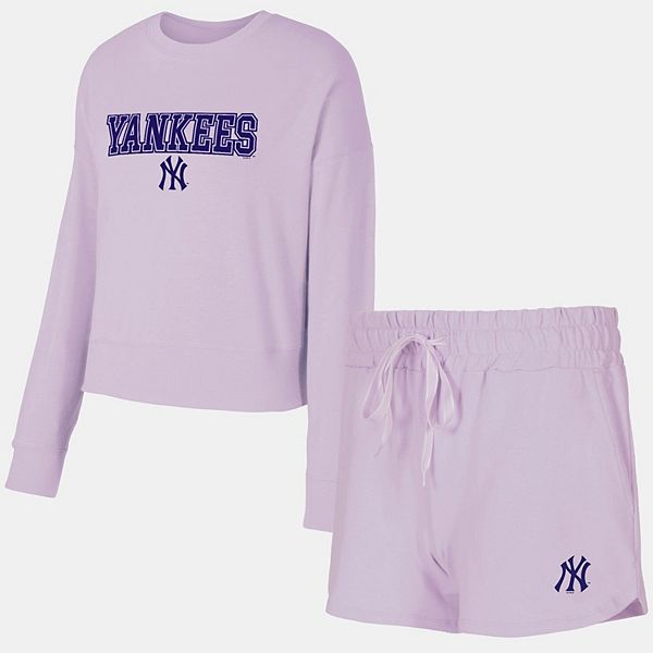 

Женский трикотажный сет concepts sport lavender new york yankees elevation tri-blend с длинным рукавом и шортами Unbranded