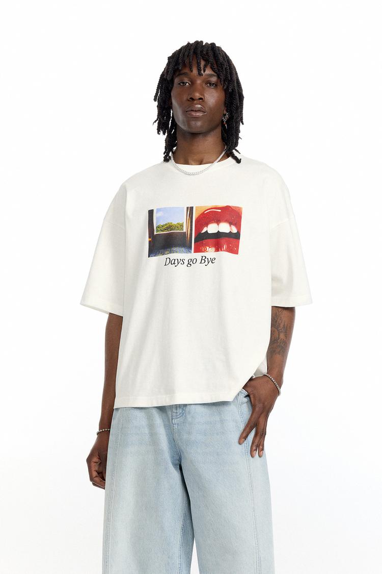 

Футболка с графическим рисунком окна Pull And Bear, белый